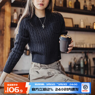 馬登女裝 美式復古學院風圣誕阿蘭毛衣慵懶打底衫辣妹短款新年針織 藏藍色 馬登工裝 M