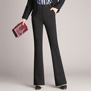 妹丫2025秋冬加絨加厚微喇褲大碼喇叭褲西褲女士休閑褲直筒高腰褲顯瘦 不加絨黑色 L 建議110-120斤