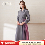 愛(ài)特愛(ài)（EITIE）春季新款商場(chǎng)同款翻領(lǐng)收腰顯瘦七分袖撞色裙擺時(shí)尚連衣裙6507255 碳灰53 XL 170