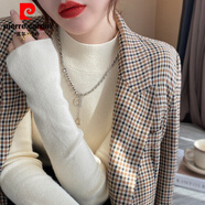 皮爾卡丹（pierre cardin）半高領(lǐng)內搭毛衣女打底衫秋冬女裝新款百搭洋氣修身貼身長(cháng)袖針織衫 9112-杏色 均碼