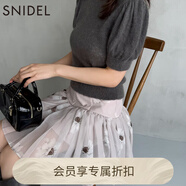 SNIDEL2025秋冬新品甜美高腰花朵印花半身裙百褶短裙SWFS254334 粉米色 M (1)
