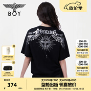 BOY LONDON【暗黑羅盤(pán)】夏情侶款短袖權杖印花炸街潮牌T恤N01906 黑印銀N01906 經(jīng)典升級款 S