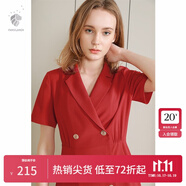 范思藍(lán)恩正式氣質(zhì)通勤連衣裙女夏季收腰顯瘦面試西裝裙 紅色 XL