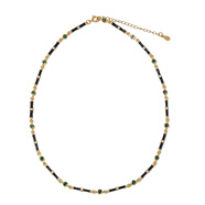 CLCEYGGXR 秋冬復古美拉德色系竹節小眾設計項鏈鎖骨鏈 黑綠項鏈_現貨