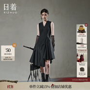 日著RIZHUO【商場(chǎng)同款】A字裙連衣裙2024夏季新女不規(guī)則收腰夏裙 尋黑 S