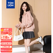 唐獅（TonLion）2024女連帽凈色拉鏈開衫毛線衫 薄紗粉 M 