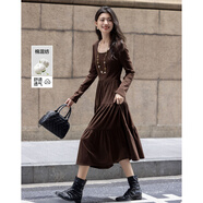 德瑪納【芭蕾風(fēng)穿搭】秋季設計感三層拼接抽皺蛋糕裙圓領(lǐng)長(cháng)袖女式連衣裙