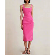 雪綠絕美肯豆多巴胺彈力緊身包身裙顯瘦方領(lǐng)吊帶連衣裙 玫紅色 XS XS