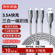 京東京造蘋果數(shù)據(jù)線三合一Type-c安卓手機(jī)充電線3.5A一拖三頭適用于蘋果iphone16/17小米華為榮耀三星