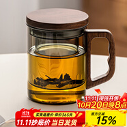 憶壺茶（YIHUTEA） 泡茶杯茶水分離玻璃杯辦公室茶道喝茶杯子男士個人專用高檔水杯 【輕奢黑】 泡茶杯