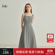 范思藍恩范思藍恩22FS2124法式格子吊帶連衣裙女夏季長款甜美氣質(zhì)顯瘦裙子 吊帶黑白格 XS