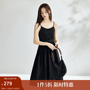 茵曼（INMAN）中式國風盤扣女裝吊帶背心連衣裙2025夏季新品文藝高級氣質(zhì)A字裙 午夜黑 S