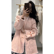 今年流行漂亮覆古輕奢感新中式女裝國(guó)風(fēng)上衣棉服開春粉色外套 新中式粉色外套 M