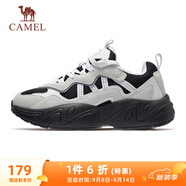 駱駝（CAMEL）低幫休閑女鞋厚底增高老爹運動鞋子 K24C09L7620 黑/蕎麥灰 39