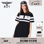BOY LONDON春夏女士連衣裙字母條紋時尚休閑polo裙W17800 黑色 L