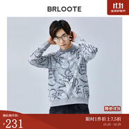 巴魯特（Brloote）潮流衛(wèi)衣男個性時尚滿身印花舒適長袖T恤秋冬 淺灰 190/108A