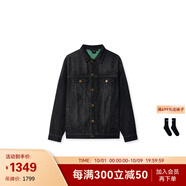 VETEMENTS復古做舊風(fēng) 秋冬款立體壓花LOGO高端休閑牛仔夾克潮流痞帥外套 黑色 L