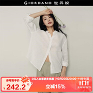 佐丹奴【韓國(guó)明星同款】知性文藝寬松長(zhǎng)袖亞麻襯衫女05345497