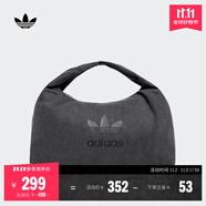 adidas「云朵包」牛仔風(fēng)大容量運動挎包女子阿迪達(dá)斯官方三葉草 黑色 NS