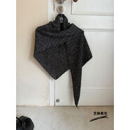 100wool純羊毛三角巾披肩女外搭2025新款高端圍巾極簡(jiǎn)輕奢感 芝麻黑灰GAO品質(zhì)100純羊毛