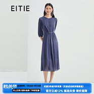 愛特愛（EITIE）氣質壓褶收腰長禮服連衣裙夏季新款釘珠優(yōu)雅6677307 深藍31 S 155