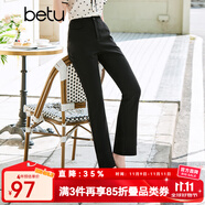 百圖betu女裝夏季新款休閑褲高腰喇叭褲通勤百搭休閑褲女2303T77 黑色 S
