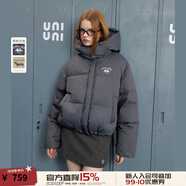 UNIFREE甜酷風(fēng)波點(diǎn)滿印元?dú)鉁p齡休閑百搭寬松羽絨服 深灰色 M