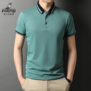 富鋌（FORTEI）夏季短袖t恤男含棉新款冰絲翻領(lǐng)純色寬松體恤上衣爸爸男裝短袖t恤 綠色 105/165/M/48