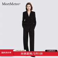 MeetMetro瑪依爾時(shí)尚套裝女2025秋季新款職場(chǎng)通勤黑色西服兩件套 黑色【現(xiàn)貨閃電發(fā)】 L