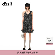 DZZIT地素連衣裙春秋甜酷少女星星印花女 黑色 S