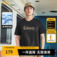 卡賓（CABBEEN）【涼感】燙印LOGO短袖T恤男2024夏季新款潮流冰絲情侶裝上衣 煤黑色01 XL /180/52