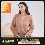 歌美姿半邊絨月子服孕婦待產(chǎn)睡衣家居秋冬季套裝保暖加絨加厚V領(lǐng) 卡布奇諾 M