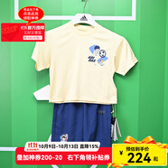 adidas2025新款短袖套裝短褲運動休閑戶外兩件套男女學生小童IT8777 JM7986 104