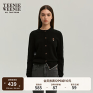 Teenie Weenie小熊女裝簡約針織衫女秋冬針織開衫罩衫短外套上衣 黑色 XS (155)