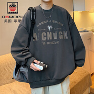 AEMAPE衛衣男春秋款男裝美式男士寬松上衣長(cháng)袖T恤春秋款中山即墨衣 MYW22/5007-22深灰 3XL 180-200斤