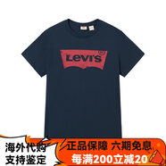 李維斯情侶美式寬松印花時(shí)尚簡(jiǎn)約舒適潮流圓領(lǐng)短袖T恤 藏青色002 XL