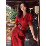 小紅書(shū)同款歐洲站春季女裝2025年新款輕奢感氣質(zhì)配大衣的紅色針織 紅色 S