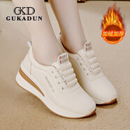 古卡頓（GUKADUN）女鞋一腳蹬時(shí)尚休閑皮鞋2025冬季新款厚底防滑懶人單鞋加絨棉鞋女 米色 加絨 36