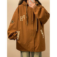 小紅書(shū)推薦胖mm美式覆古棒球服外套女2025春秋新款寬松連帽夾克上 駝色 M