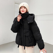 semir森馬羽絨服女款女冬季女裝韓版大碼感鴨絨服 黑色 S (建議體重85-115斤)