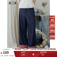 兩三事謐夜綺焰 2025夏季新款復(fù)古格子布拼接直筒牛仔褲女寬松 牛仔藍(lán) L