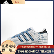 阿迪達(dá)斯 （adidas）球鞋定制三葉草涂鴉手繪低幫男女款運(yùn)動(dòng)休閑板鞋 水墨藍(lán)哭泣小熊 價(jià)格不低但保真 35.5 支持鑒定 假一賠四