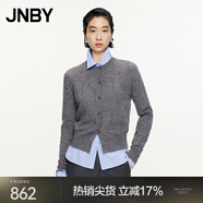 JNBY/江南布衣春秋針織開(kāi)衫珠管繡毛衣修身開(kāi)襟針織衫5O8313670 072/中雜灰 XL