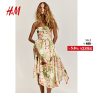 H&M女裝連衣裙無(wú)袖2025年秋季新款背面系帶抹胸連身裙1282610 白色/花卉 XL 175/116