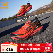 361°男鞋運動鞋【飛燃3.5】全掌碳板競速PB減震馬拉松跑步鞋 螢光亮深紅/曜石黑 36