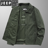 JEEP SPIRIT翻領(lǐng)夾克衫男士2025春秋季新款潮流寬松上衣休閑工裝外套男 HM9919軍綠 2XL 推薦【141-160斤】