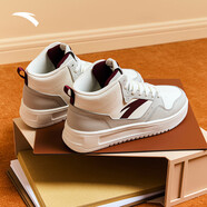 安踏（ANTA）輕松丨高幫板鞋男女同款秋季厚底高幫增高 【輕松-女款】象牙白/一度灰/荔枝紅-5 40