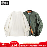 馬登工裝美式空中MA1飛行員夾克軍事風(fēng)短款外套復(fù)古棒球服男潮秋上衣 綠色MA1+米白長T 3XL
