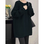 小紅書(shū)爆款韓國設計圓領(lǐng)套頭毛衣秋冬女式外穿加厚慵懶風(fēng)格寬松中 黑色版針織新款慵懶針織衫針織衫春秋款女針織衫春秋款 S S