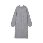 小紅書(shū)爆款紫色連帽打底針織連衣裙女秋冬季慵懶風(fēng)加厚毛衣裙寬松 灰色 S